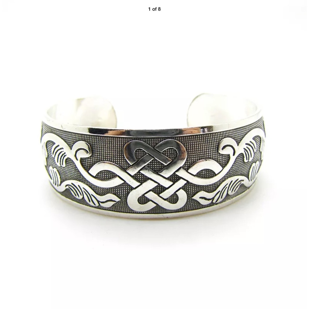 Beautiful silver wide bangle bracelet
